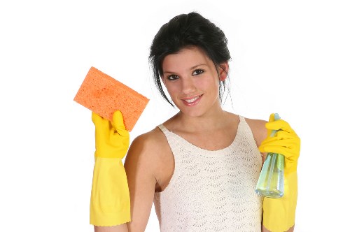 Domestic cleaning in a Uxbridge kitchen and living area